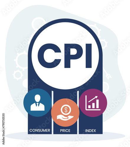 CPI : Consumer Price Index acronym. typography design illustration with line icons