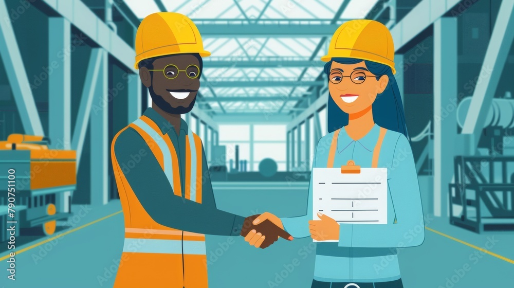 Empowering Partnership: Manager and African American Employee Share a Joyful Handshake Empowering Partnership: Manager and African American Employee Share a Joyful Handshake