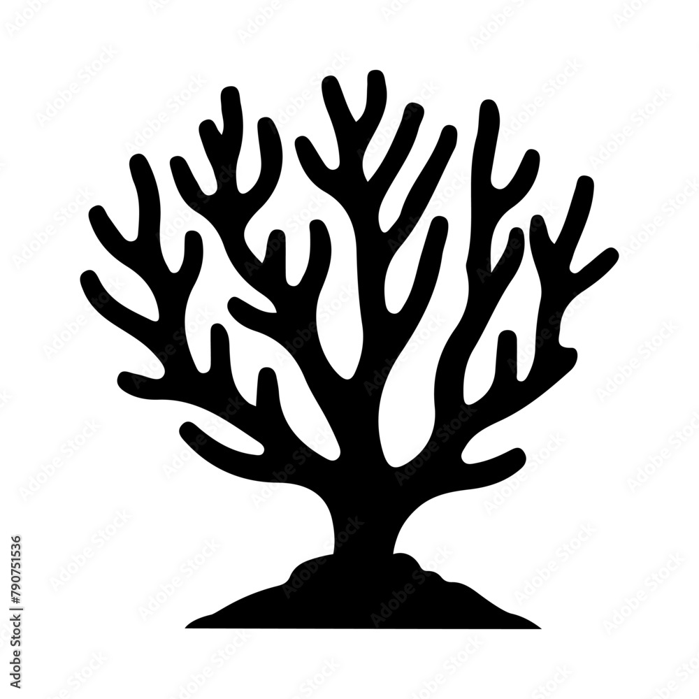 Illustration of sea Coral silhouette on isolated background Illustration of sea Coral silhouette on isolated background