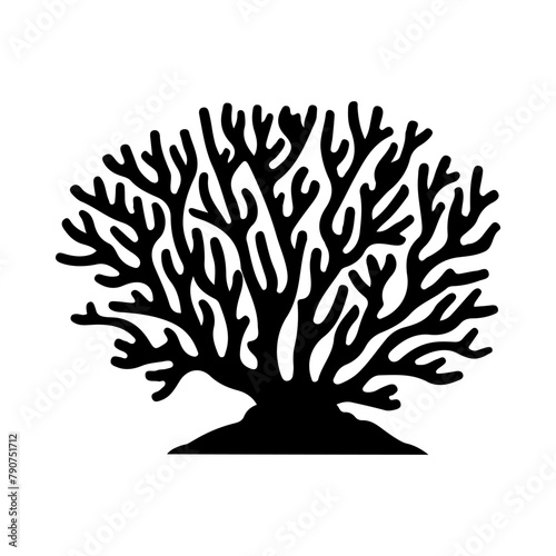 Illustration of sea Coral silhouette on isolated background