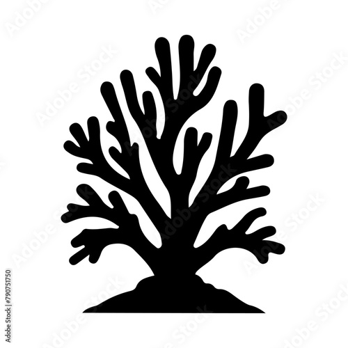 Illustration of sea Coral silhouette on isolated background