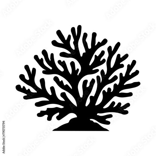 Illustration of sea Coral silhouette on isolated background
