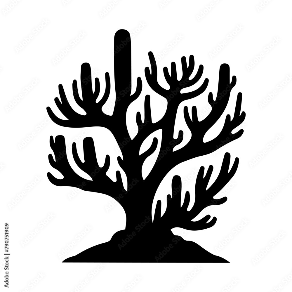 Illustration of sea Coral silhouette on isolated background Illustration of sea Coral silhouette on isolated background