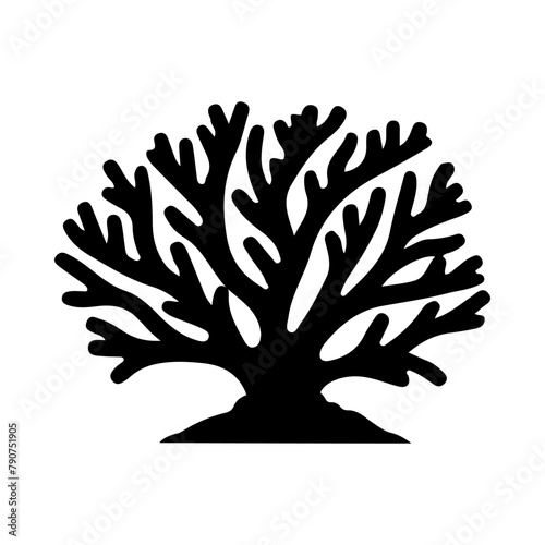 Illustration of sea Coral silhouette on isolated background