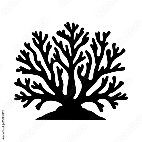 Illustration of sea Coral silhouette on isolated background