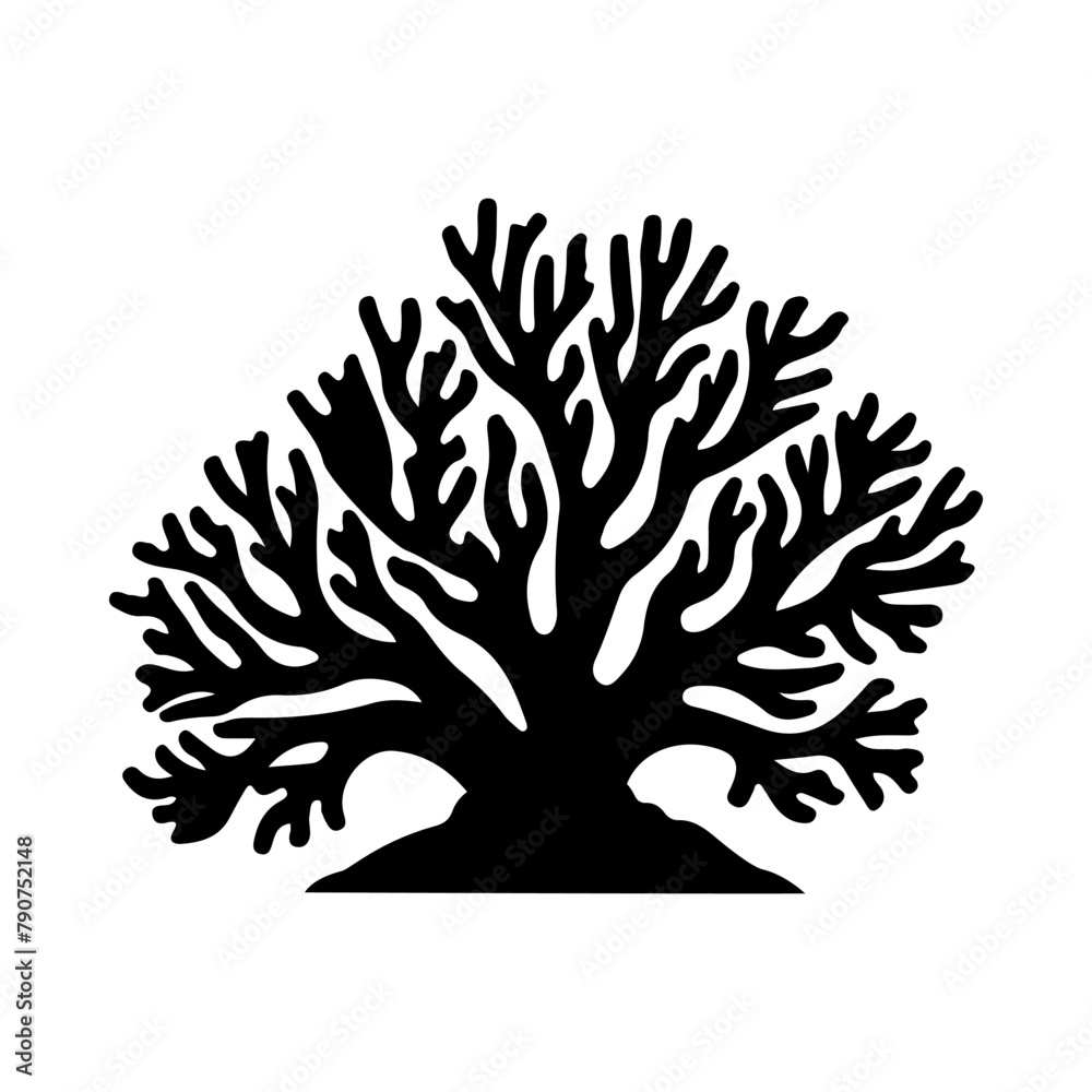 Illustration of sea Coral silhouette on isolated background