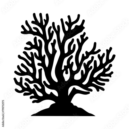 Illustration of sea Coral silhouette on isolated background