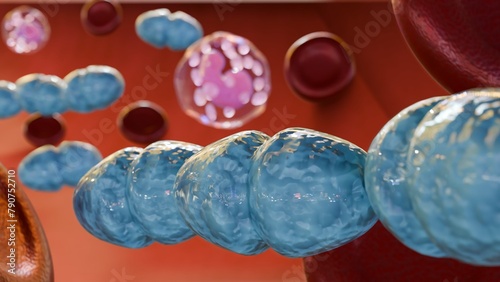 3d rendering of Septicemia, or sepsis, is the clinical name for blood poisoning by Streptococcus pyogenes bacteria. photo