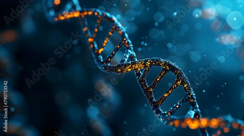 3D Rendering of a Glowing DNA Molecular genomes structure concept of biochemistry