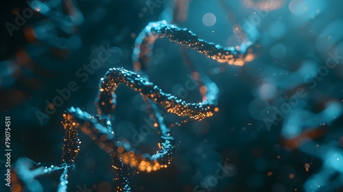 3D Rendering of a Glowing DNA Molecular genomes structure concept of biochemistry