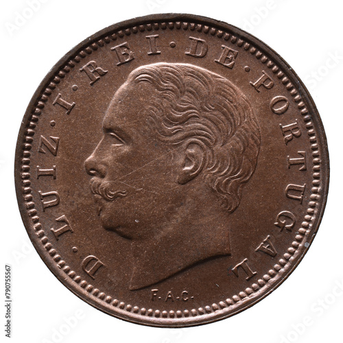Portrait of Luiz I King of Portugal in Copper Coins