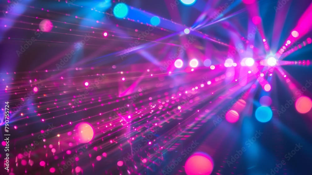 Abstract background with technology fiber optic light rays and bokeh