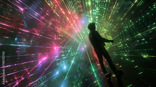 Wallpaper Mural Silhouette of a man in front of a colorful laser background Torontodigital.ca