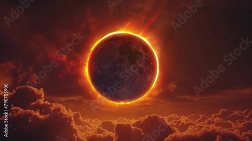 Amazing Total Solar Eclipse Phenomenon in the Sky - Full View of Sun's Omen