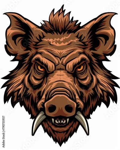Angry Boar Head - Captive Beast Mascot for Aggressive Sports Team or Hunting Club