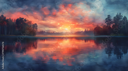 Dawn's Palette: Create Your Perfect Sunrise in Watercolor Lake AR