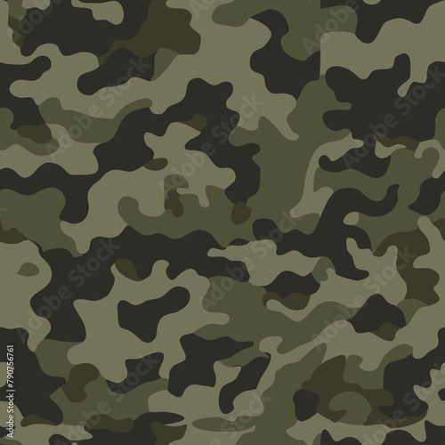 
Camouflage vector texture military seamless pattern, classic khaki background, forest print
