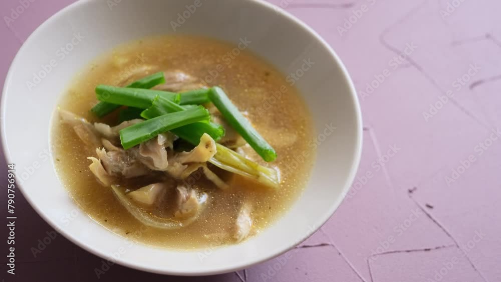 dak gomtang in close-up korean chicken soup	