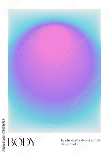 Positive Aura Gradient poster. Y2k style blurred gradient. Body aura aesthetic. Colourful spiritual poster. Trendy wall art. Futurism vector art. Blue, purple, violet, pink. Print, wallpaper, web temp