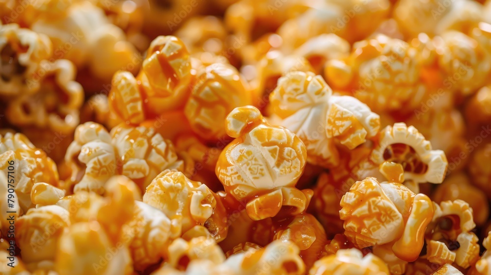 Caramel Corn Delight. Close-up of Delicious Candy Popcorn - Perfect Festive Junk Food Confectionery