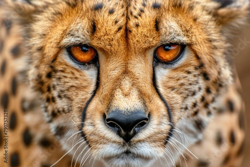 Close-Up of Wild Cheetah Face in Tanzania. Stunningly Beautiful Yellow Spotted Fur Coat Animal from African Wilderness, Perfect for Wildlife Scene