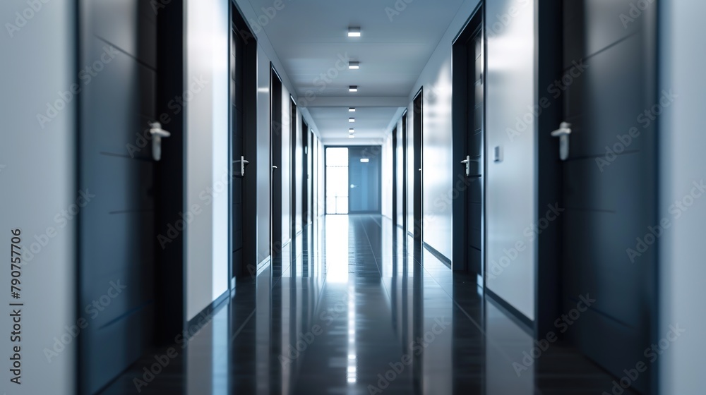 Hotel and office corridors intersecting