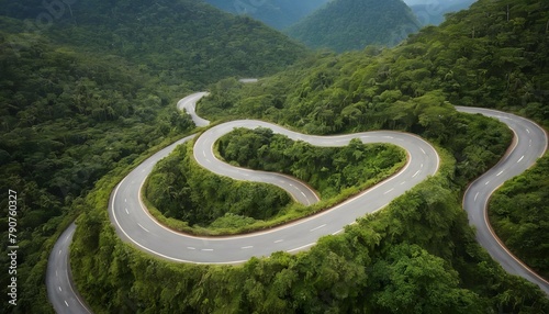 A winding road snaking through a vibrant tropical upscaled 4