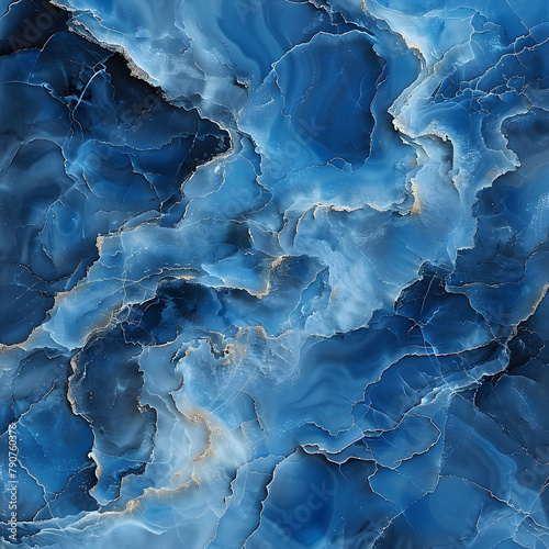 Realistic Marble Surface with Blue and Indigo Veins - Modern Interior Design