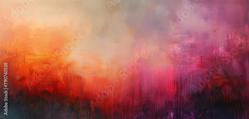 A harmonious blend of warm and cool tones in an abstract oil painting  evoking a sense of depth.