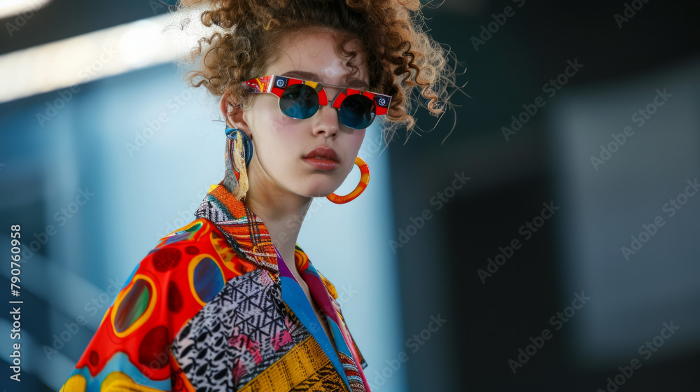 Runway Elegance: Fashion Model in Fine Casual Attire Runway Elegance: Fashion Model in Fine Casual Attire