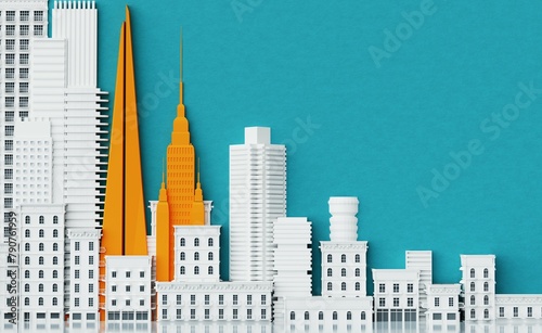 Business background with modern  office buildings, representing City and complex of finance and international companies and copy space