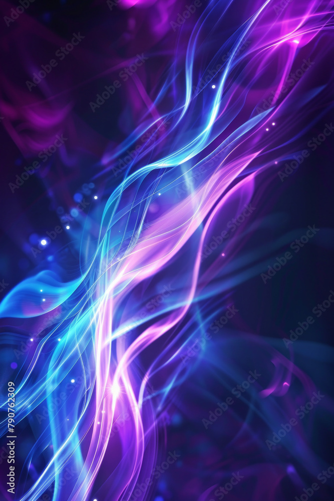 Fototapeta premium Blue and purple color light beams for digital technology background