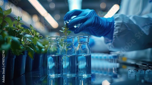 Close-up of researchers conducting experiments on biological samples under sterile conditions in