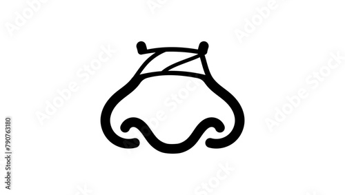 Nose surgery, black isolated silhouette