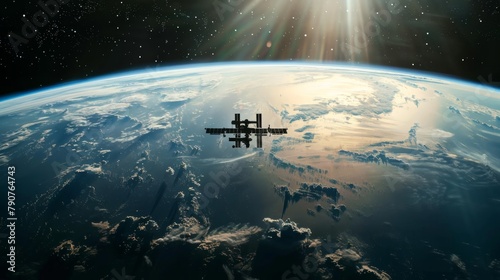  Earth in space with the Sun and Moon