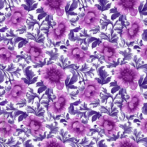 Floral purple color, form natural, seamless fabric pattern.