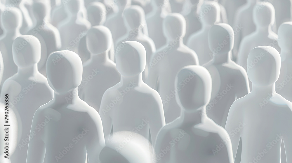 Image of a large number of white silhouettes of faceless people. Image of a large number of white silhouettes of faceless people.