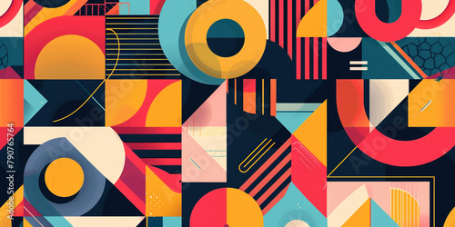 a retro-inspired stock image of an abstract geometric pattern background  featuring bold colors and geometric shapes reminiscent of 80s design