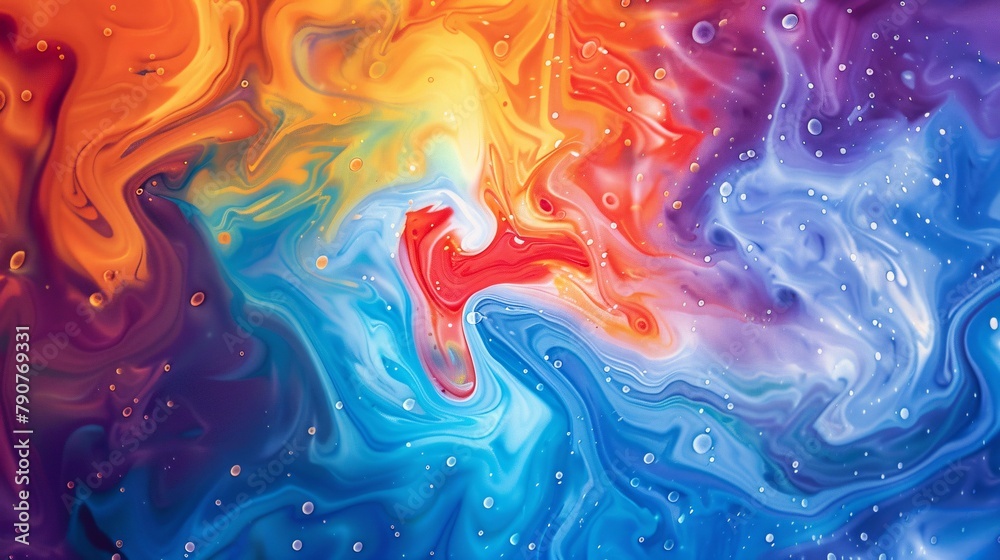 Colorful abstract paint background. Acrylic colors mixing in water.