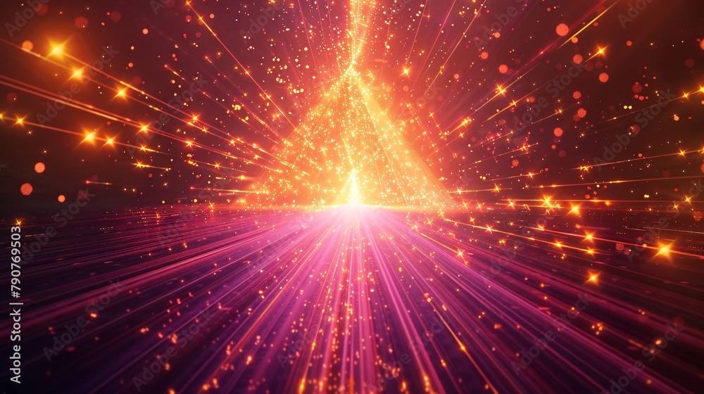 Abstract background with rays of light and lens flare. Colorful background.