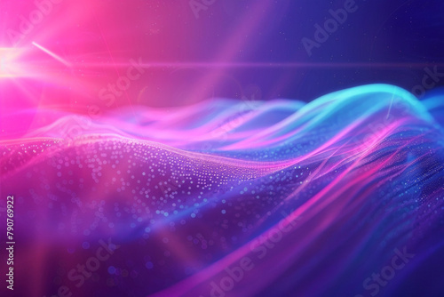 Blue and purple color light beams for digital technology background © grey
