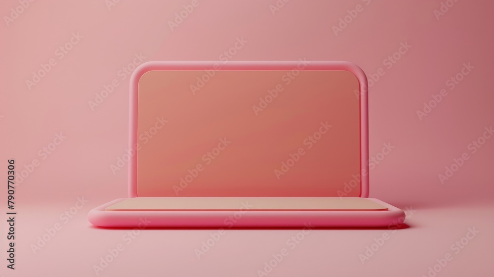 A pink and peach podium on a pink background. A pink and peach podium on a pink background.