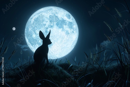 An animated depiction of a bansheebat hunting silently, its silhouette passing in front of the full moon, stirring the night air , up32K HD photo