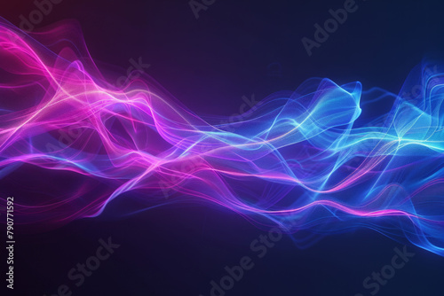 Blue and purple color light beams for digital technology background