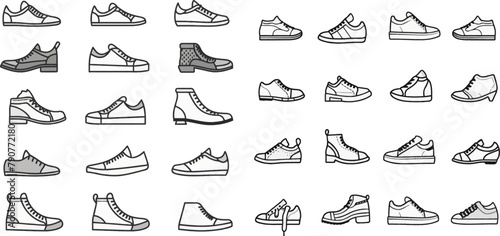 Shoes line vector icons