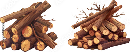 Bundle dry brushwood timbered firewoods lumber trunk