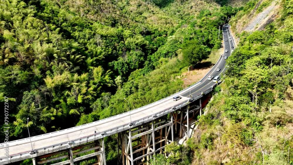  Aerial view of expressway in the urban traffic way with green background