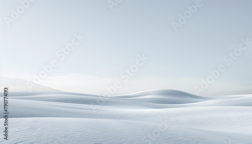 Serene Snowscape, Pristine White Dunes under a Clear Sky,Tranquility, Simplicity