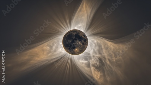 Majestic Solar Eclipse Over Earth, Radiant Sun Corona in Outer Space