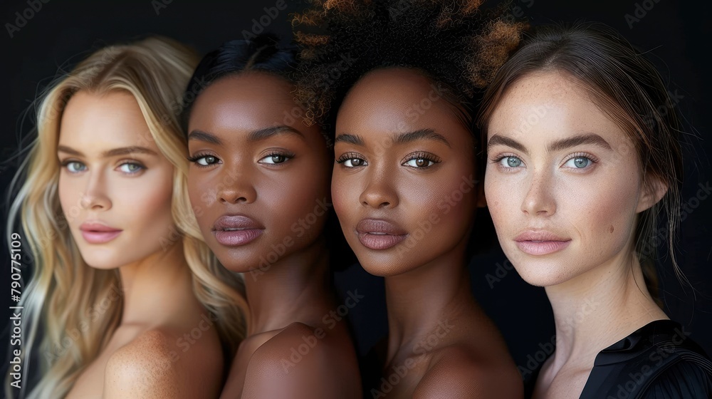 Obraz premium Sincere smiles, a group of beautiful women with different skin colors